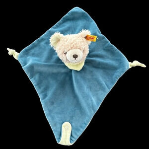 Steiff Baby Friend Finder Teddy Bear Knotted Security Blanket Lovey Crinkle Teal